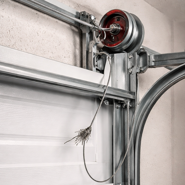Garage door cable before repairs