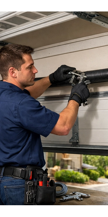 Garage door spring repairs technician