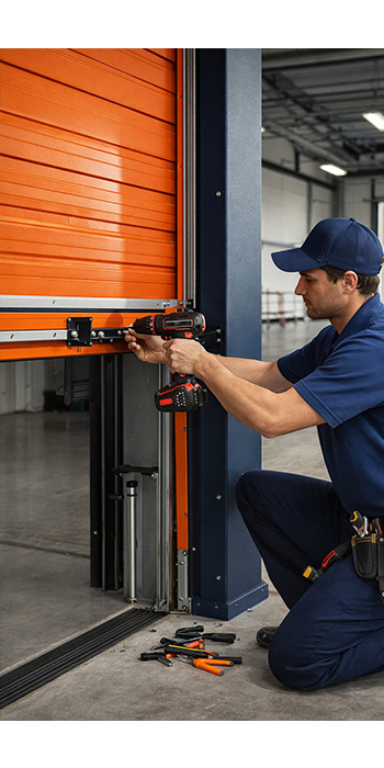 Commercial garage door repair technician