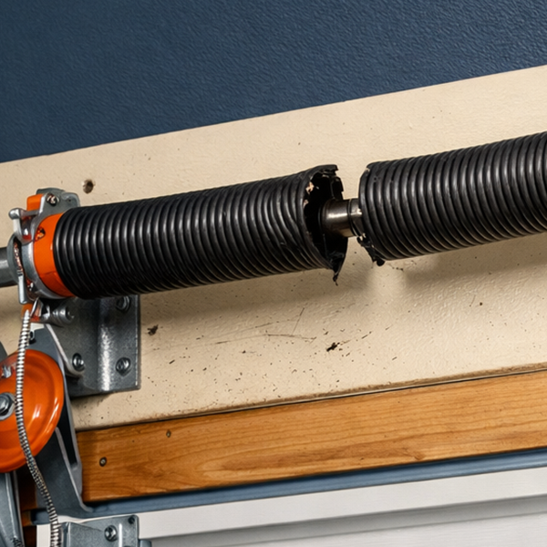 Spring garage door before repairs